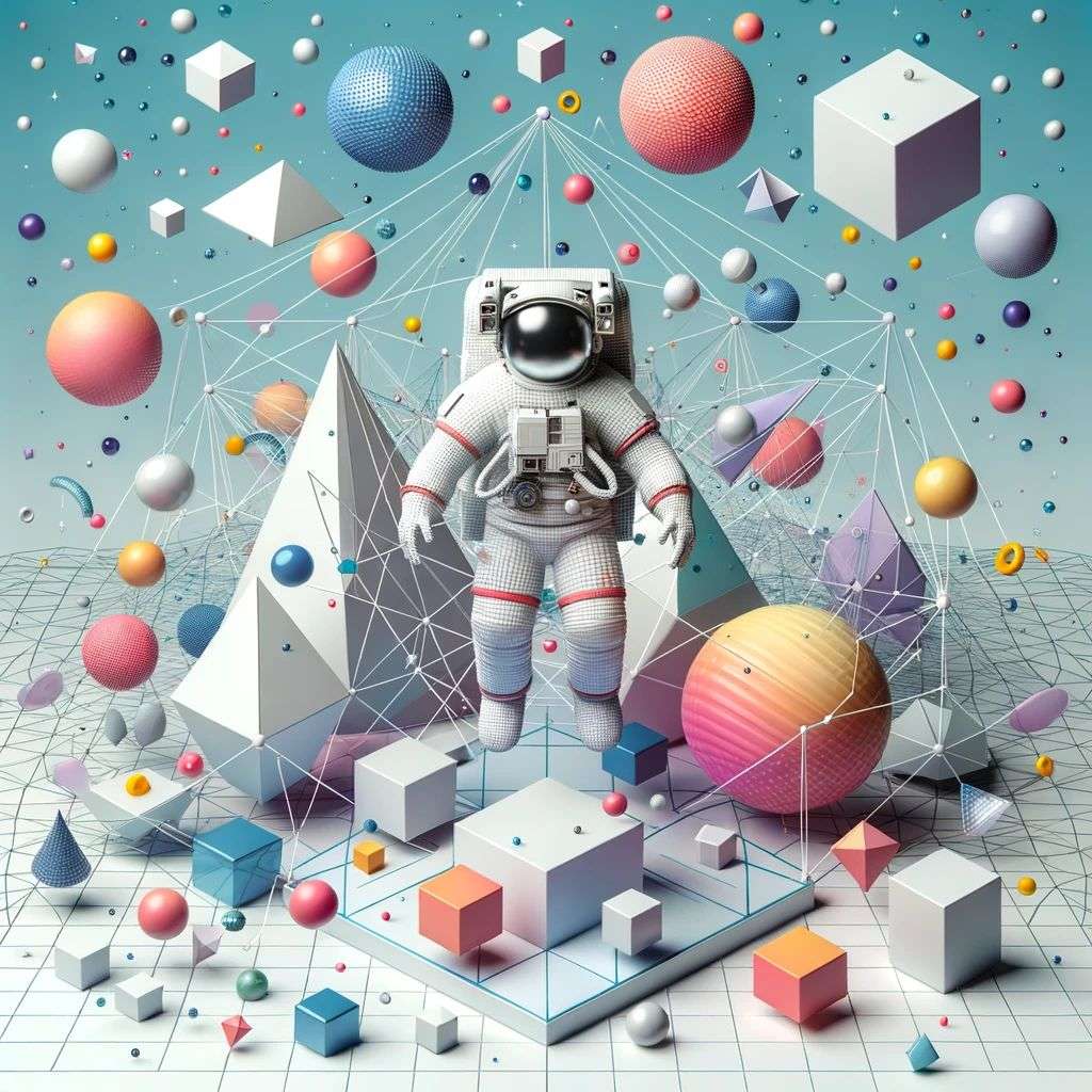 an astronaut, geometric